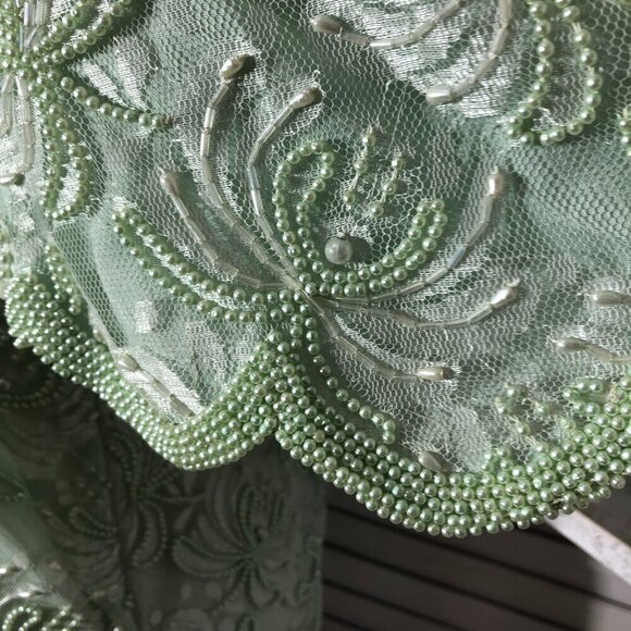 Vintage Beaded Sequined Blouse Lime Green XL - Picture 7 of 12
